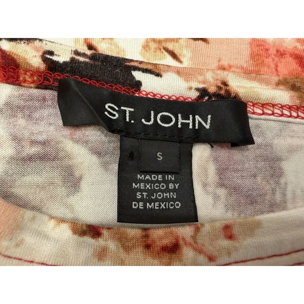Lot of 2 St. John Tops Floral Print Crew neck & Orange/Yellow Paisley Small - Picture 5 of 11